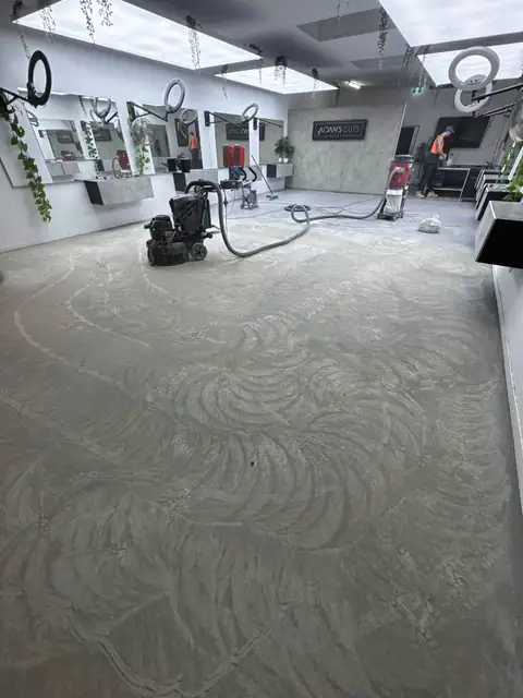 Floor after complete diamond grinding with dust