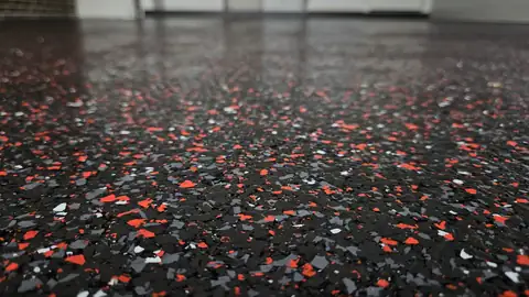 Carbon Black flake with 10% Toffee Apple accent, close-up
