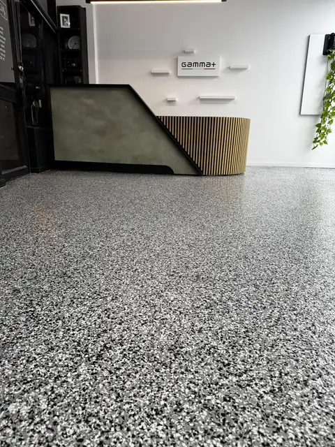 Flake floor reception detail, Gamma+ salon