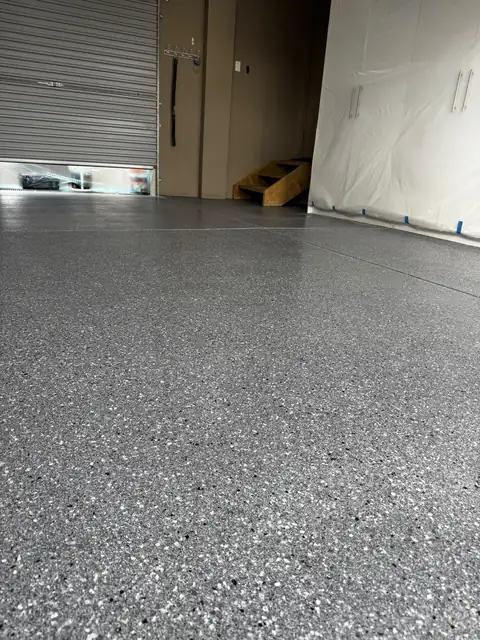 Finished Basalt flake floor close-up, Mill Park garage