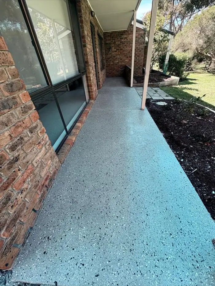 After — resurfaced verandah in a decorative fleck finish