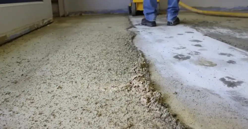 Half-ground concrete slab showing ground versus unground surface, project reference